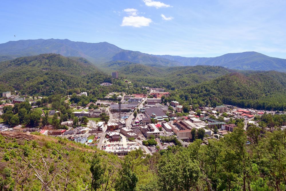 aerial of Gatlinburg TN