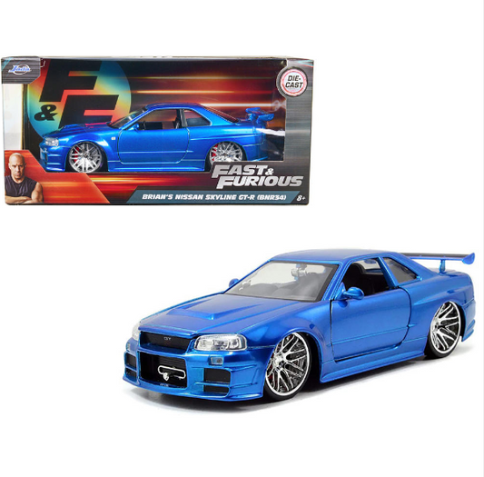Brian's Nissan Skyline R34 Blue RHD DIecast 1/24