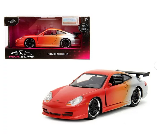 Porsche 911 GT3 RS Matte Orange and Silver Metallic 1/32