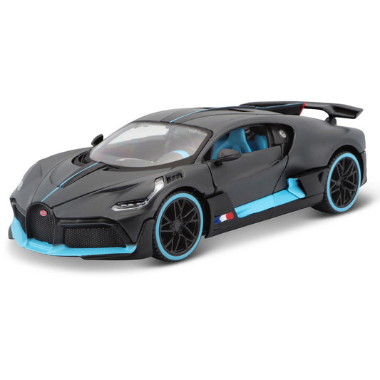 diecast car of a black Bugatti Divo