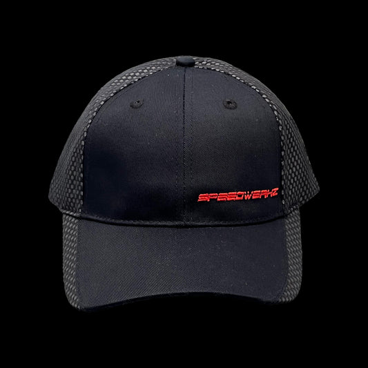 black hat with a small red Speedwerkz logo