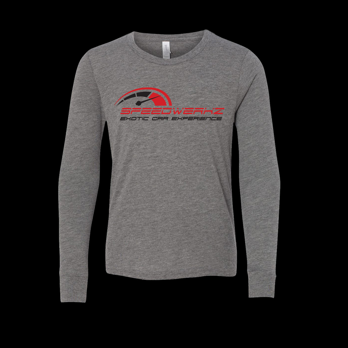 grey youth tee with red Speedwerkz logo